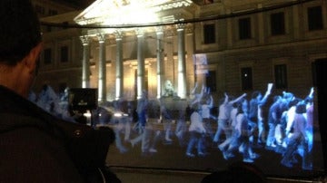 Hologramas protestando en la manifestación contra la 'Ley Mordaza'
