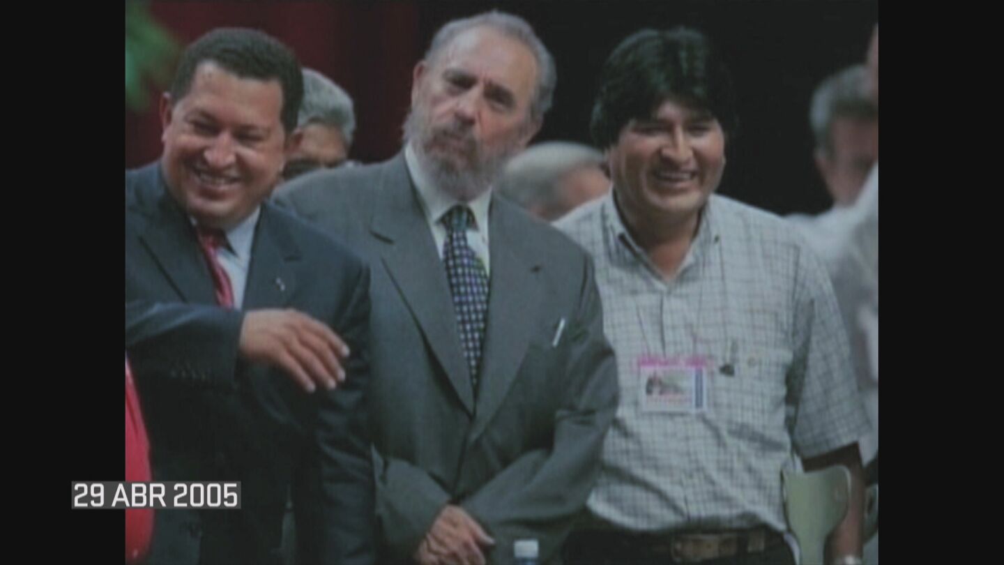 Hugo Ch&aacute;vez, Fidel Castro y Evo Morales