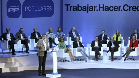 Mariano Rajoy en un acto electoral del PP