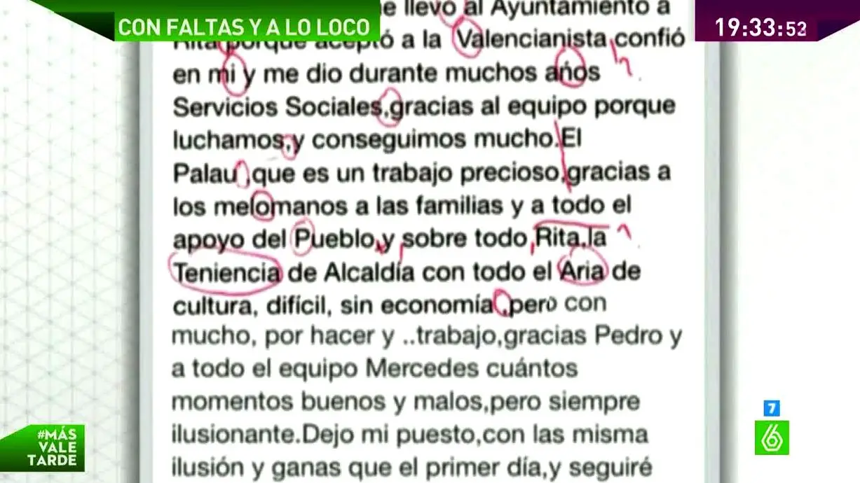 Faltas de ortografía de la concejala de cultura