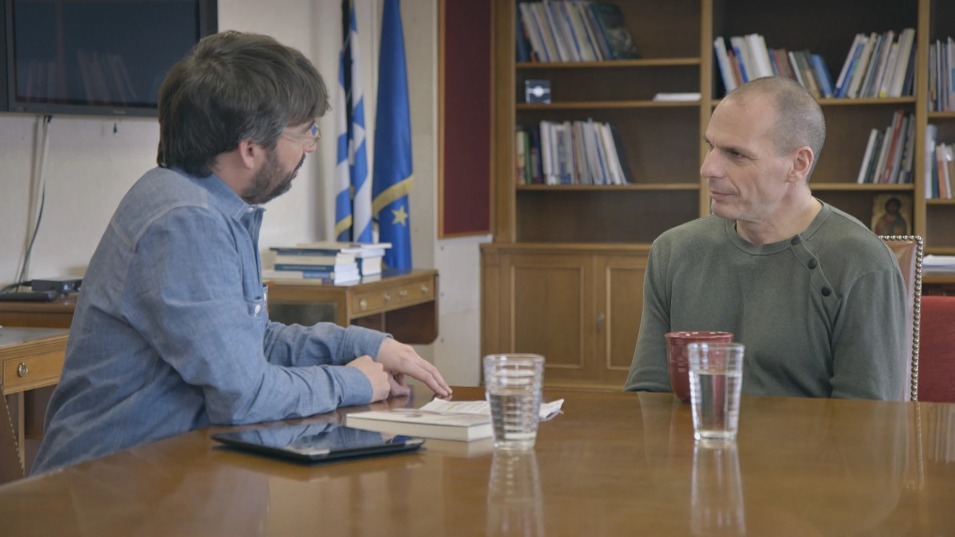 Jordi Évole y Yanis Varoufakis en 'Salvados'