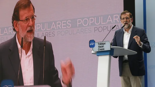 Mariano Rajoy, durante su intervención en el acto de presentación de los candidatos populares a los Ayuntamientos Mariano Rajoy, durante su intervención en el acto de presentación de los candidatos populares a los Ayuntamientos