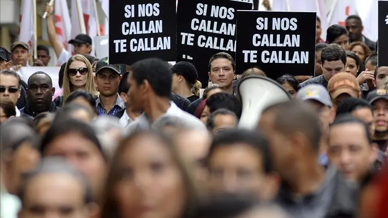 Fotografía de archivo de una manifestación a favor de la libertad de prensa