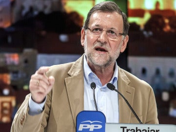 Mariano Rajoy durante un mitin del PP Mariano Rajoy durante un mitin del PP