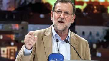 Mariano Rajoy durante un mitin del PP