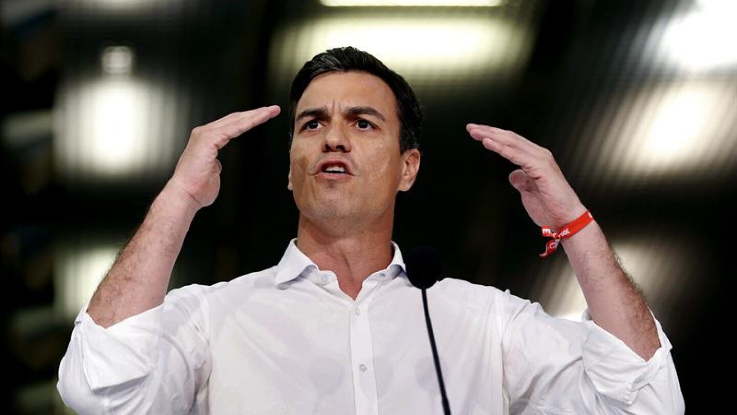 Pedro S&aacute;nchez, en un mitin en Barcelona