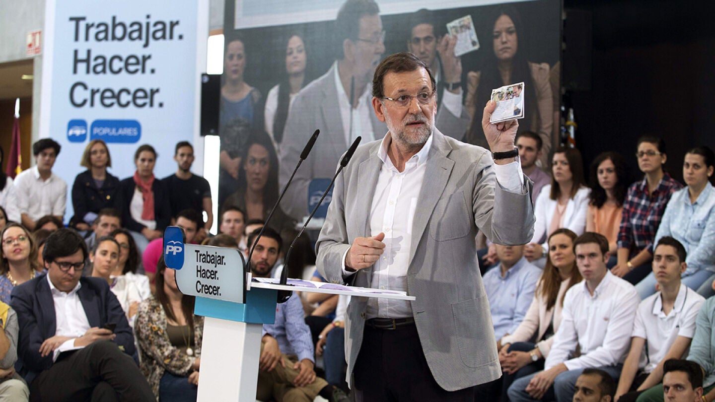 Rajoy durante un mitin en Murcia
