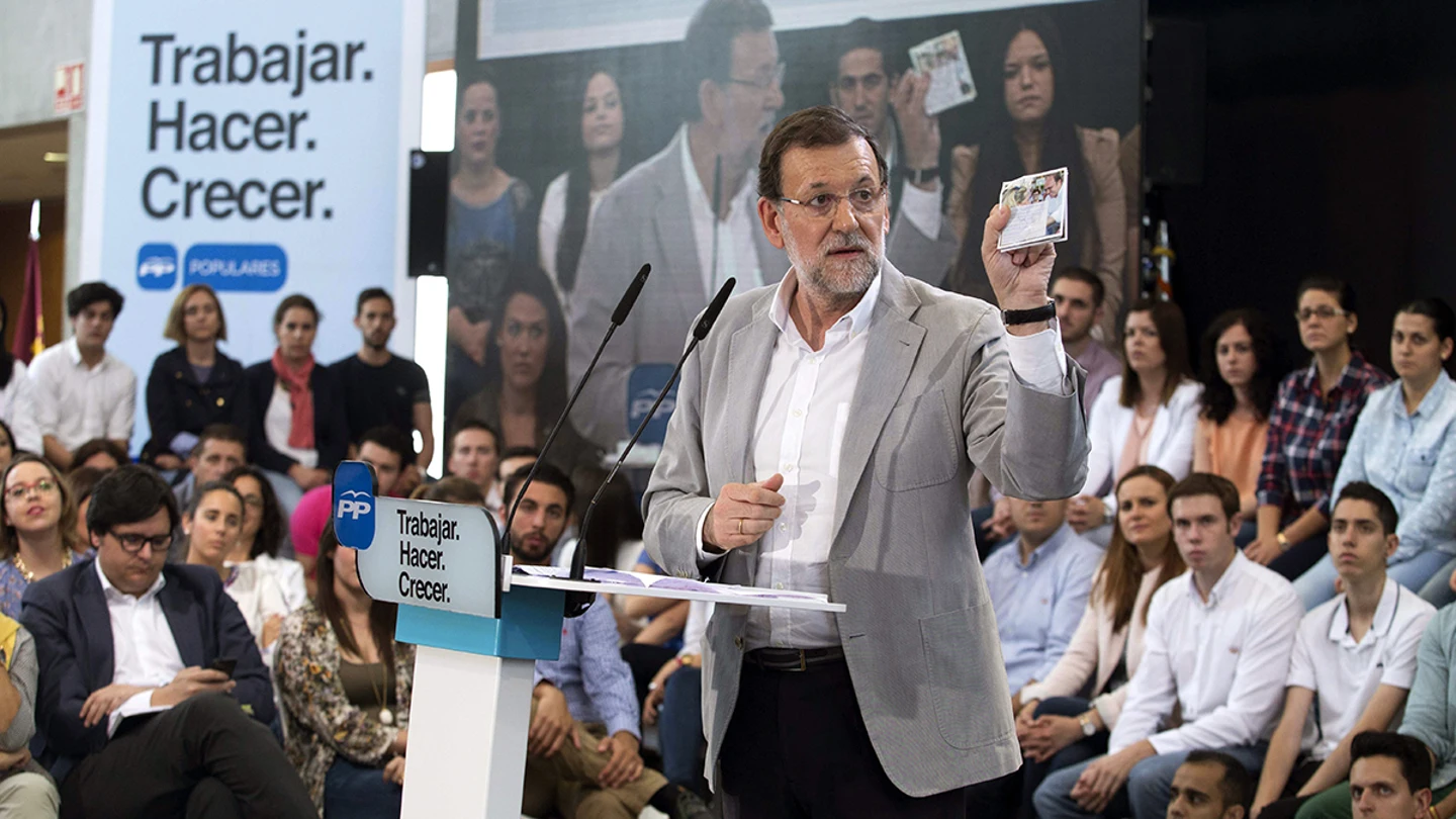 Rajoy durante un mitin en Murcia Rajoy durante un mitin en Murcia