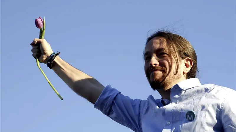 El l&iacute;der de Podemos, Pablo Iglesias, en el mitin de cierre de campa&ntilde;a