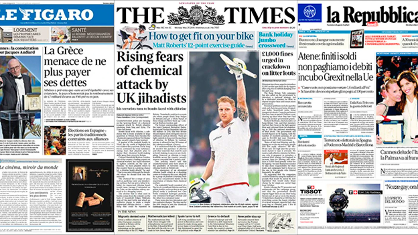 Portadas de los medios internacionales sobre el 24M Portadas de los medios internacionales sobre el 24M