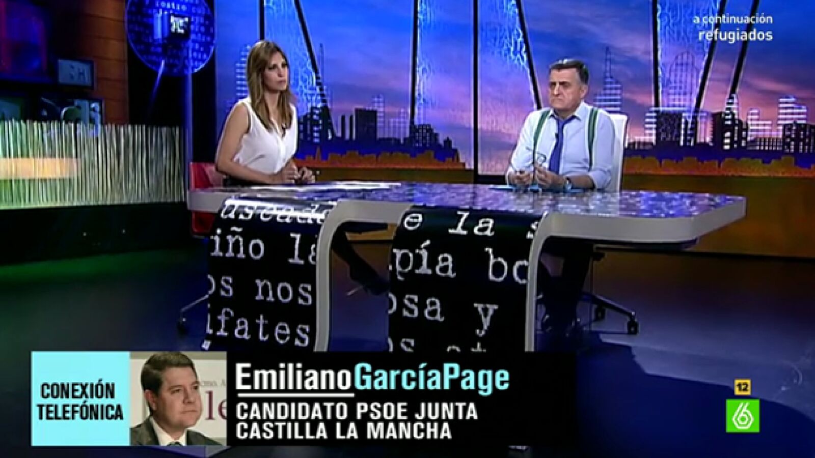 El socialista Emiliano Garc&iacute;a-Page, por tel&eacute;fono en 'El Intermedio'