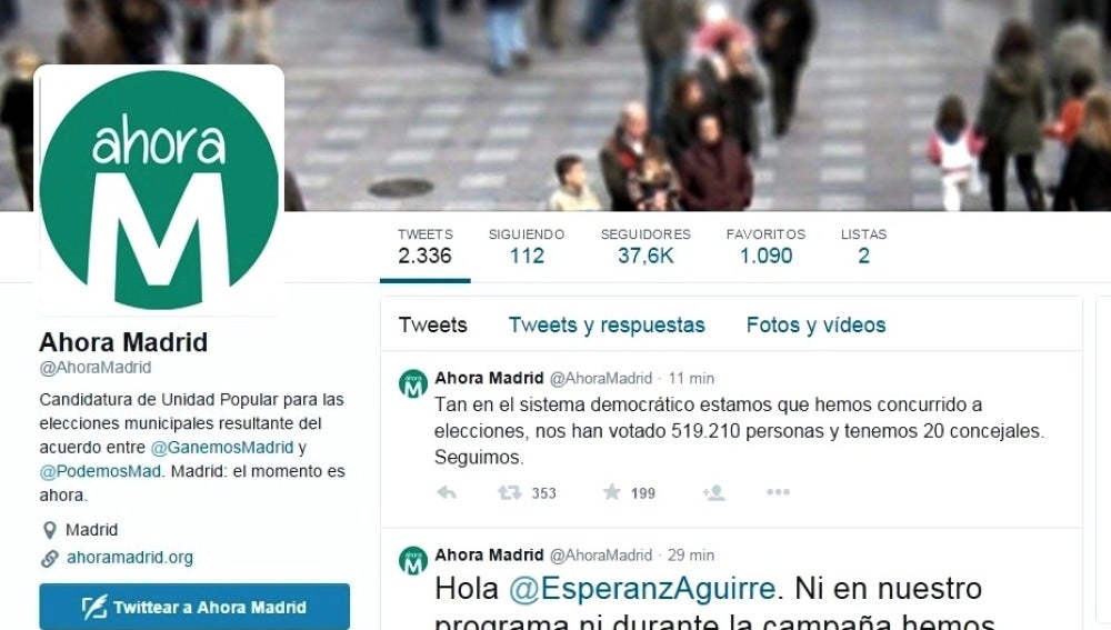 Twitter de Ahora Madrid