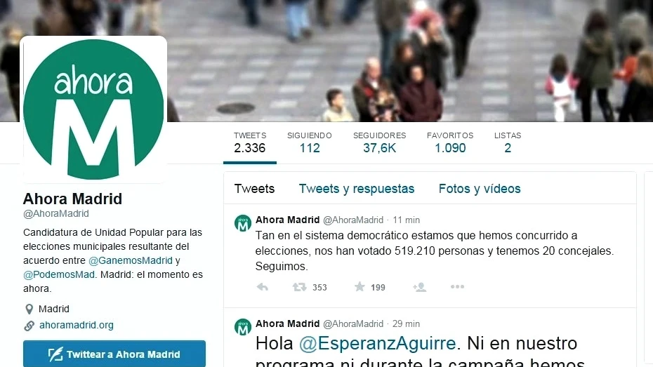 Twitter de Ahora Madrid