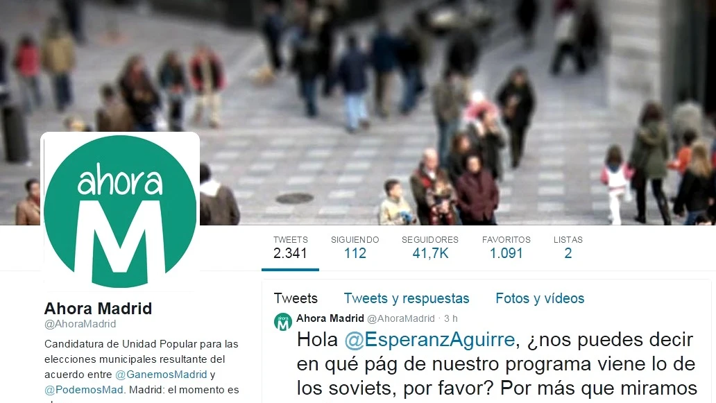 Twitter de Ahora Madrid