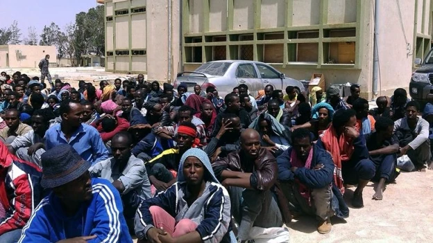 Centro de acogida de inmigrantes irregulares en la ciudad libia de Misrata