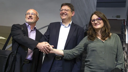 Los candidatos a la Presidencia de la Generalitat del PSPV, Compromís y Podemos Los candidatos a la Presidencia de la Generalitat del PSPV, Compromís y Podemos