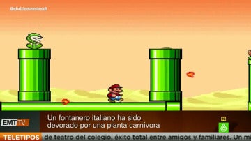 Mario, un fontanero italiano, es devorado por una planta carnívora 