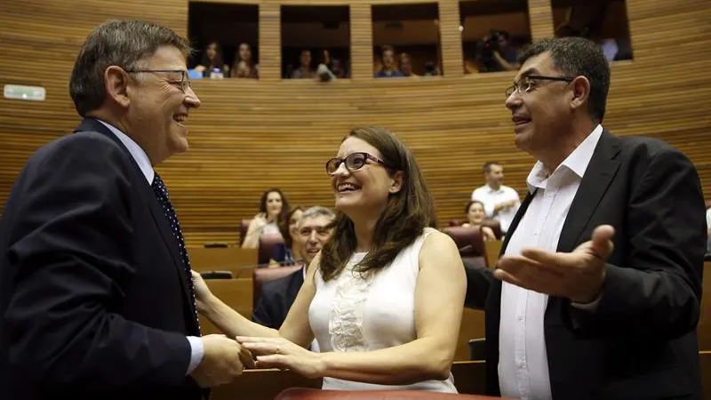 Ximo Puig, Mónica Oltra y Enric Morera