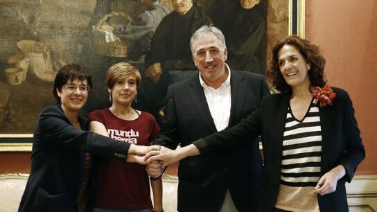 EH Bildu, Geroa Bai, Aranzadi e I-E antes de la constituci&oacute;n del nuevo Ayuntamiento.