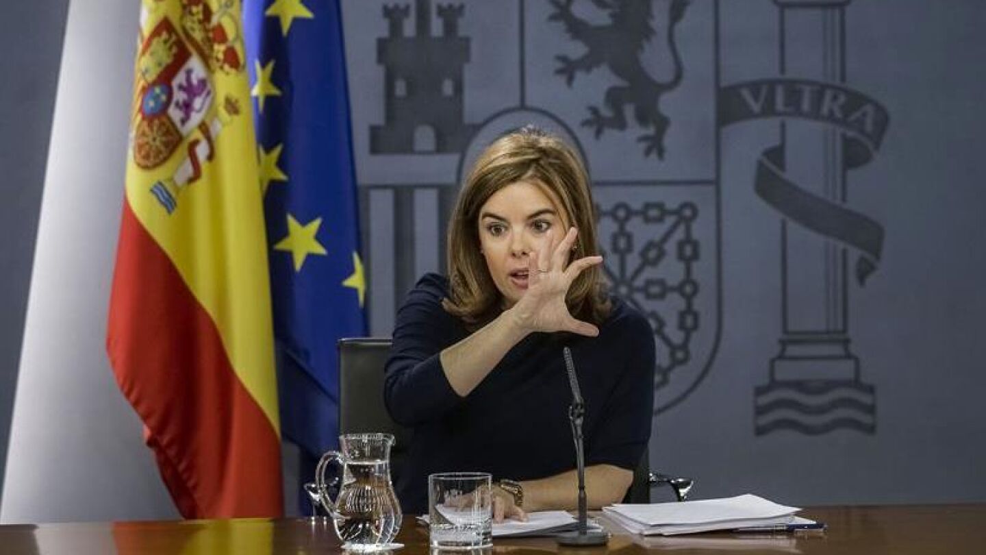 Soraya S&aacute;enz de Santamar&iacute;a en rueda de prensa