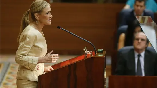 Cifuentes en la primera jornada del pleno de investidura. Cifuentes en la primera jornada del pleno de investidura.