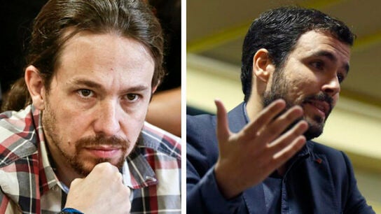 Pablo Iglesias y Alberto Garz&oacute;n