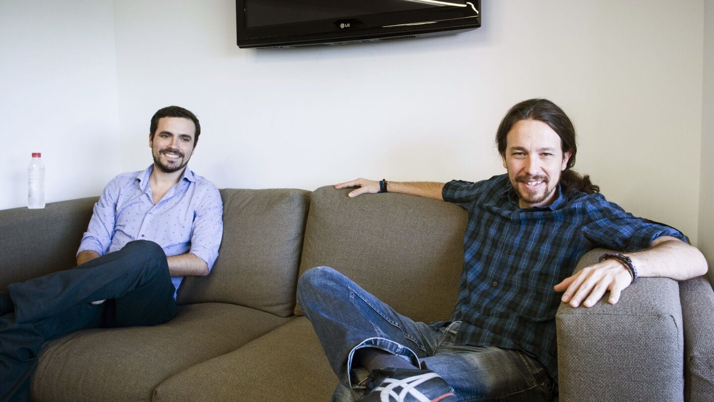 Pablo Iglesias en su reuni&oacute;n con alberto Garz&oacute;n