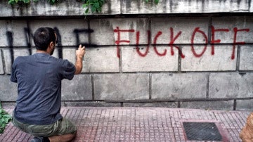 Pintada de protesta en Grecia