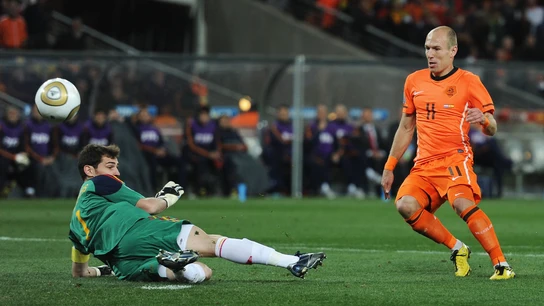 La famosa parada de Casillas a Robben en la final del Mundial de Sudáfrica. La famosa parada de Casillas a Robben en la final del Mundial de Sudáfrica.