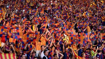 La afición del Barcelona durante la final de la Champions en Berlín