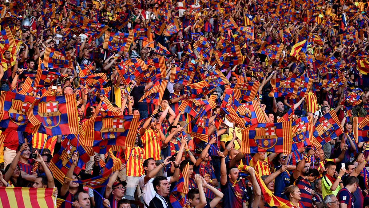 La afición del Barcelona durante la final de la Champions en Berlín