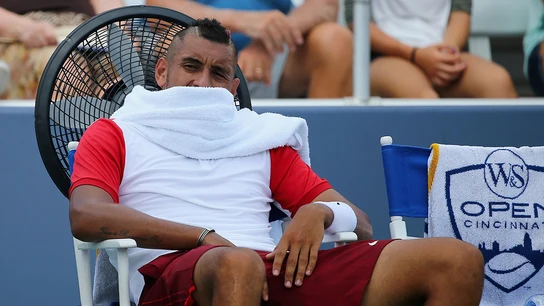 Nick Kyrgios, durante el descanso de un partido Nick Kyrgios, durante el descanso de un partido