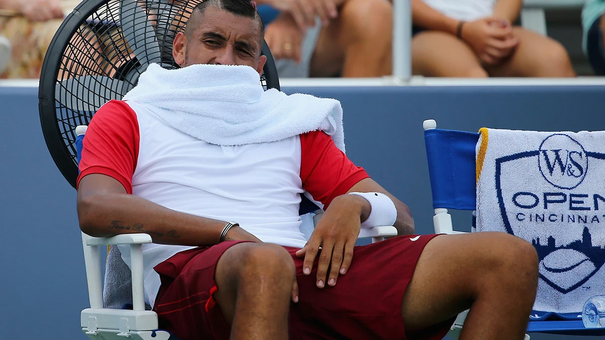 Nick Kyrgios, durante el descanso de un partido