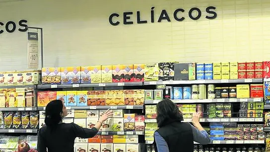 Sección de productos de celiacos en un supermercado. Sección de productos de celiacos en un supermercado.