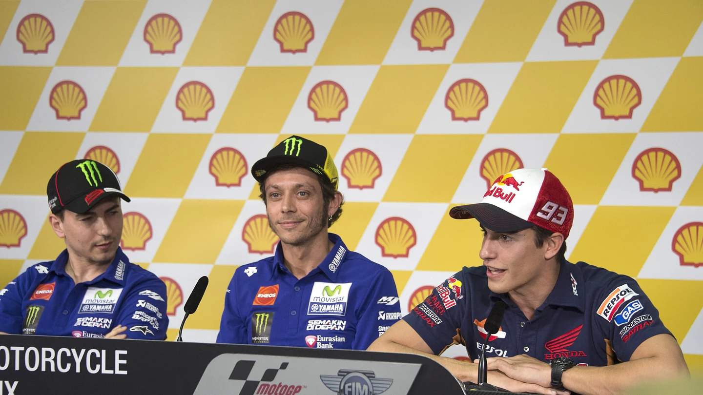 Jorge Lorenzo, Valentino Rossi y Marc Márquez Jorge Lorenzo, Valentino Rossi y Marc Márquez