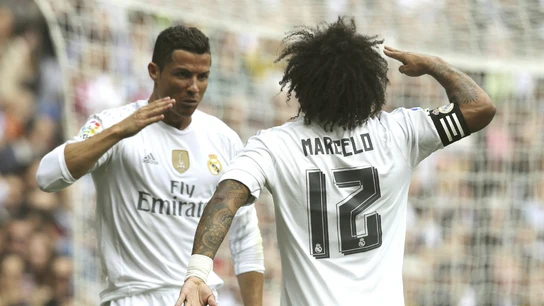 Cristiano Ronaldo celebra su gol con Marcelo Cristiano Ronaldo celebra su gol con Marcelo