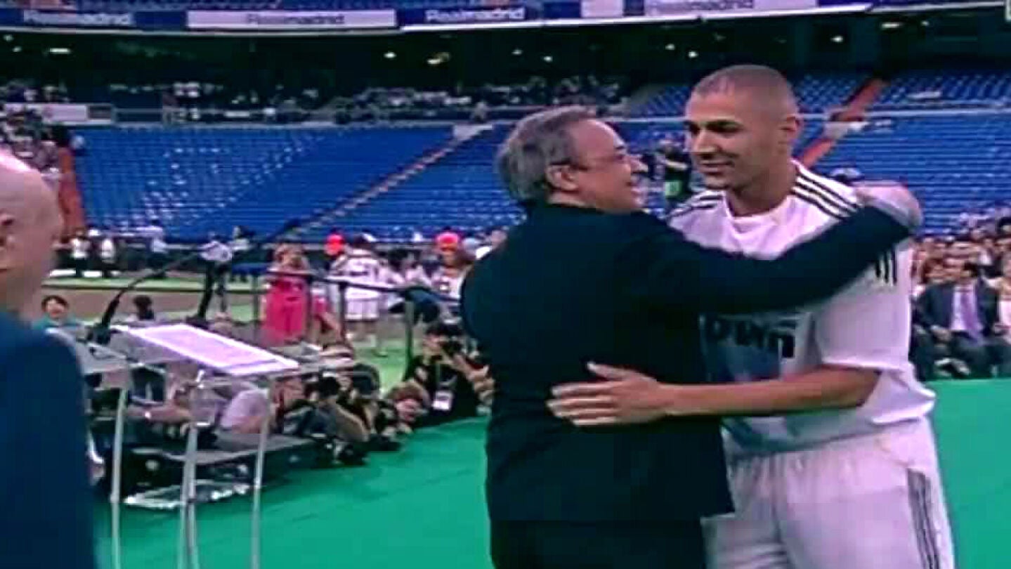 Florentino se abraza con Benzema