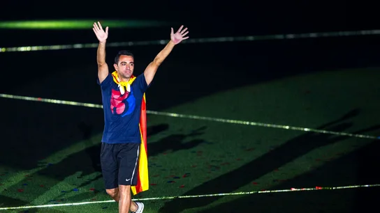 Xavi Hernández celebra un título con el FC Barcelona Xavi Hernández celebra un título con el FC Barcelona
