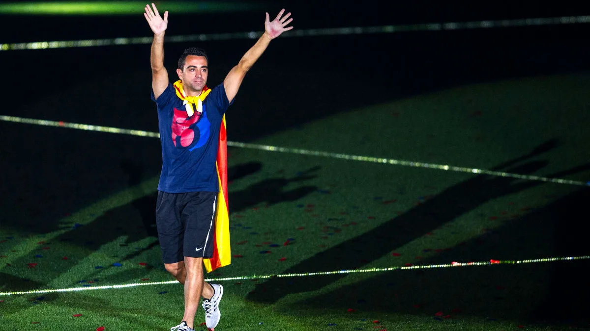 Xavi Hernández celebra un título con el FC Barcelona