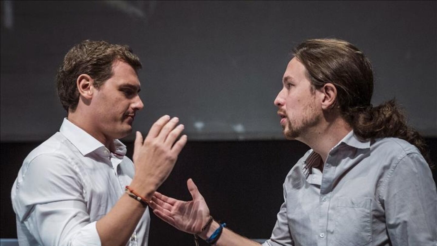 Albert Rivera y Pablo Iglesias, tras un debate