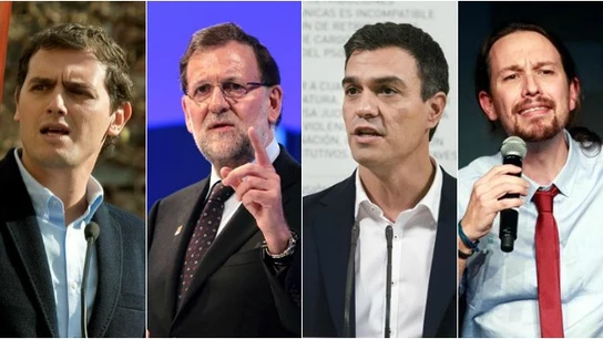 Rivera, Rajoy, Sánchez e Iglesias Rivera, Rajoy, Sánchez e Iglesias