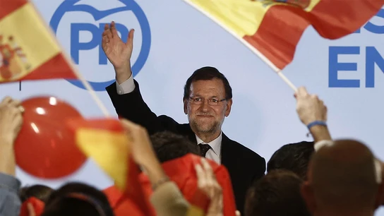Rajoy durante el mitin en Zaragoza Rajoy durante el mitin en Zaragoza