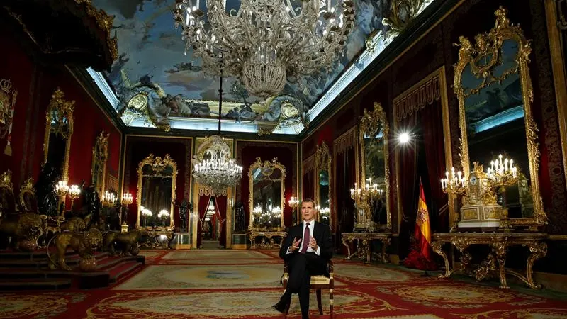 Felipe VI, durante el Menaje de Navidad en el Palacio Real