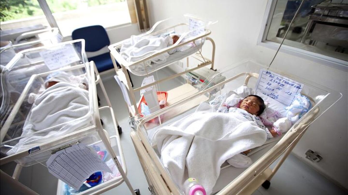 Imagen de varios beb&eacute;s en el Hospital
