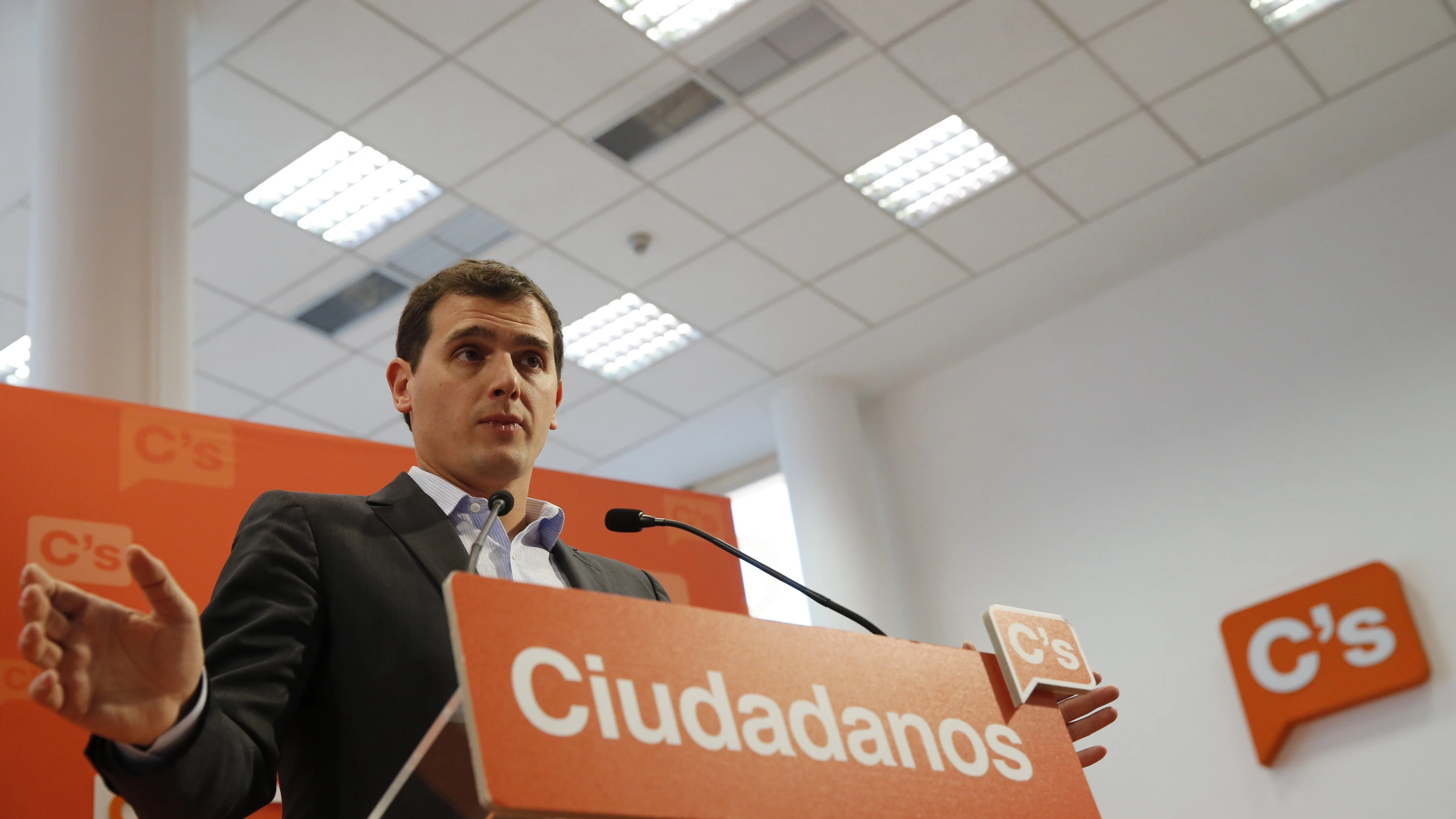 El presidente de Ciudadanos, Albert Rivera, durante una rueda de prensa