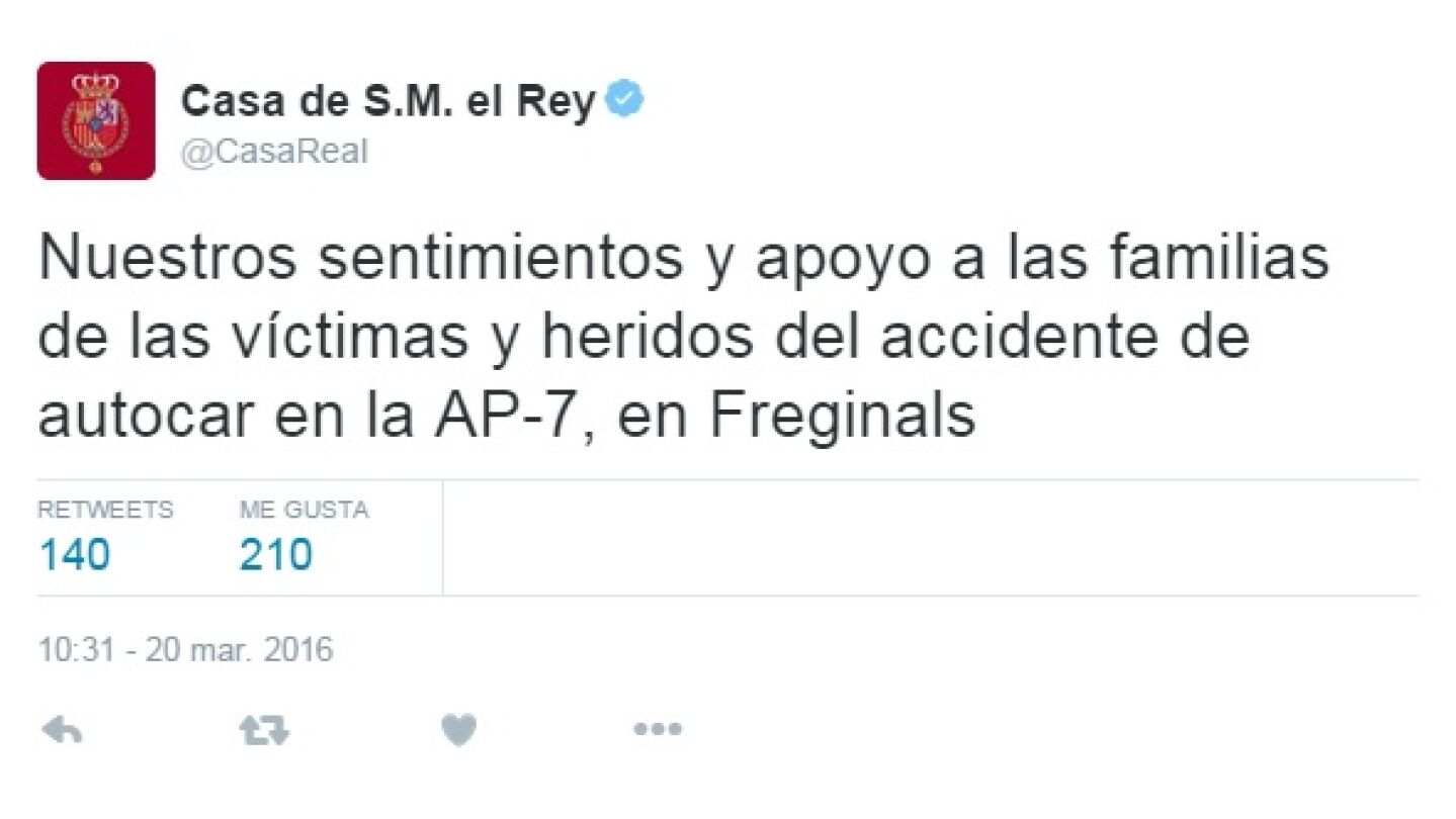 Tweet de Casa Real