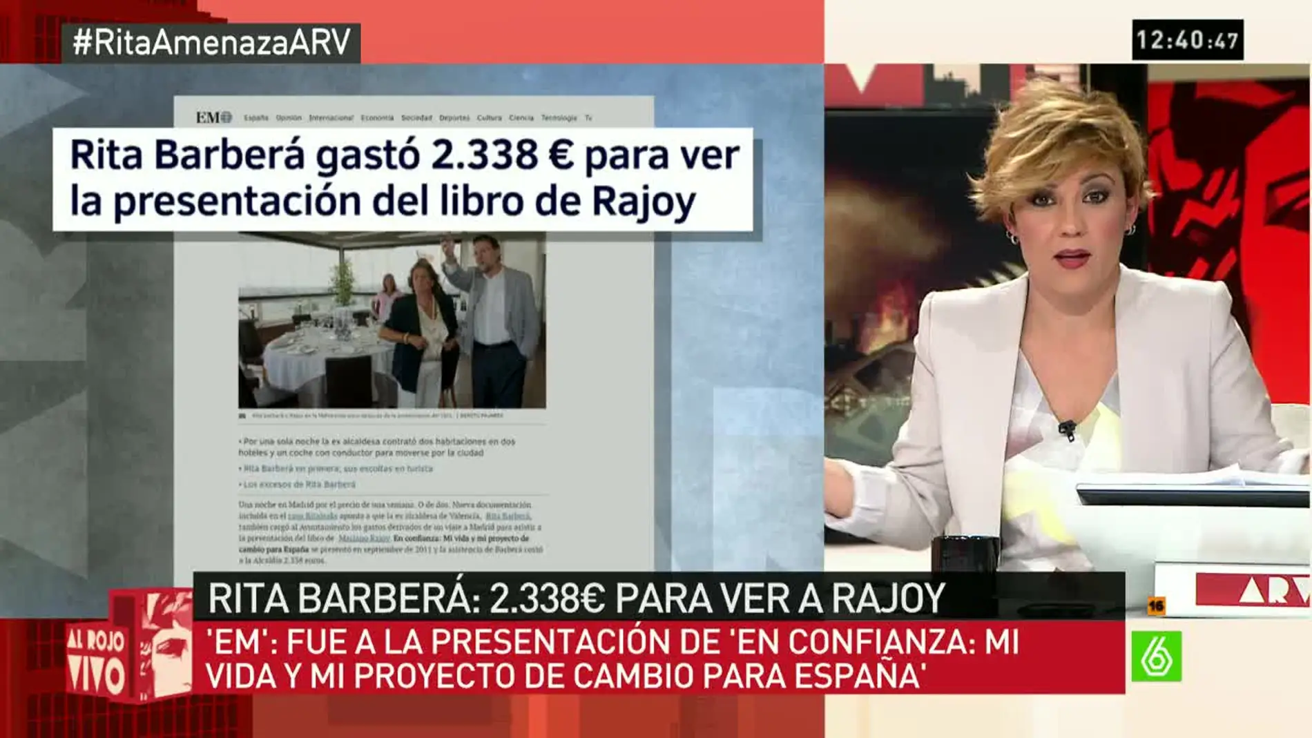 Barberá gastó 2.338 euros para ver a Rajoy