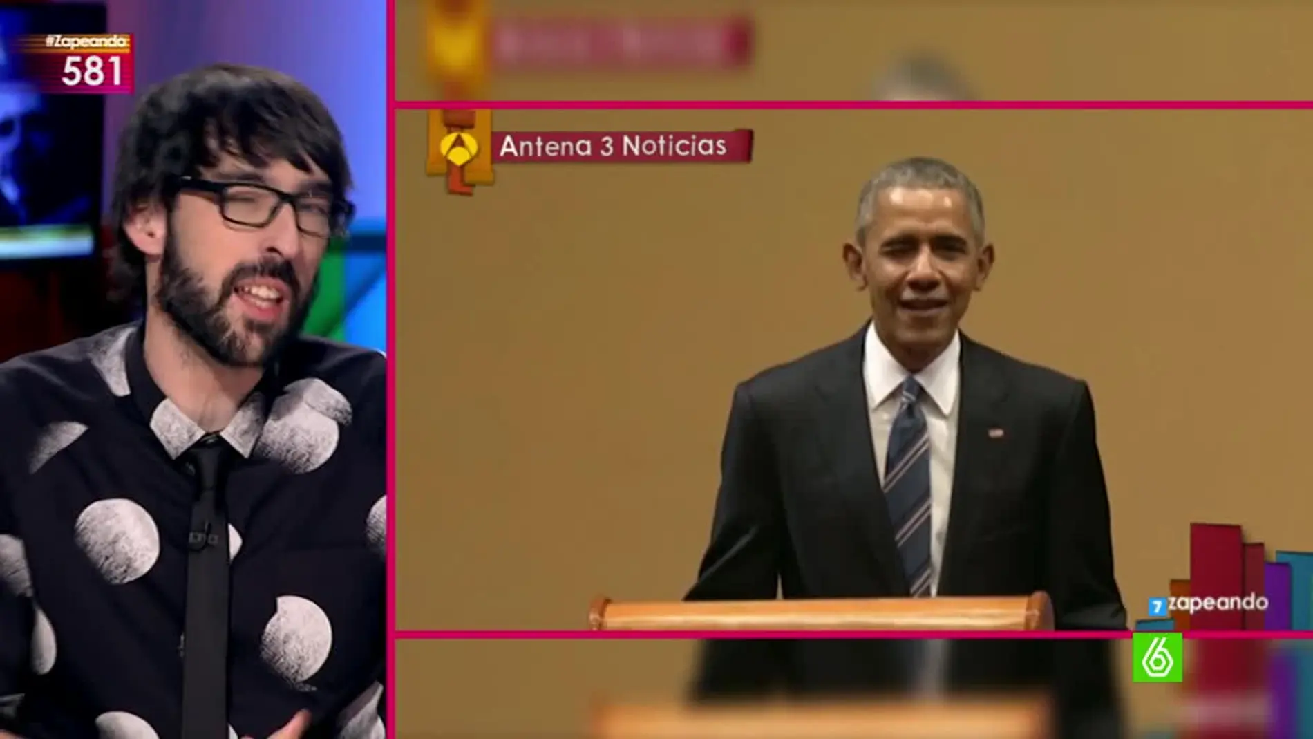Quique Peinado y Obama guiñando un ojo a los presentes en la rueda de prensa de Cuba