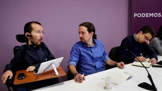 Echenique, Iglesias y Errejón durante el Consejo Ciudadano Echenique, Iglesias y Errejón durante el Consejo Ciudadano