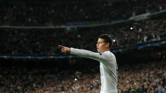 James Rodríguez celebra un gol con el Real Madrid James Rodríguez celebra un gol con el Real Madrid